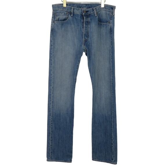 1990s Vintage Levis 501 High Rise Straight Leg Back Yoke Jeans Mom Jeans 34" - Picture 3 of 6